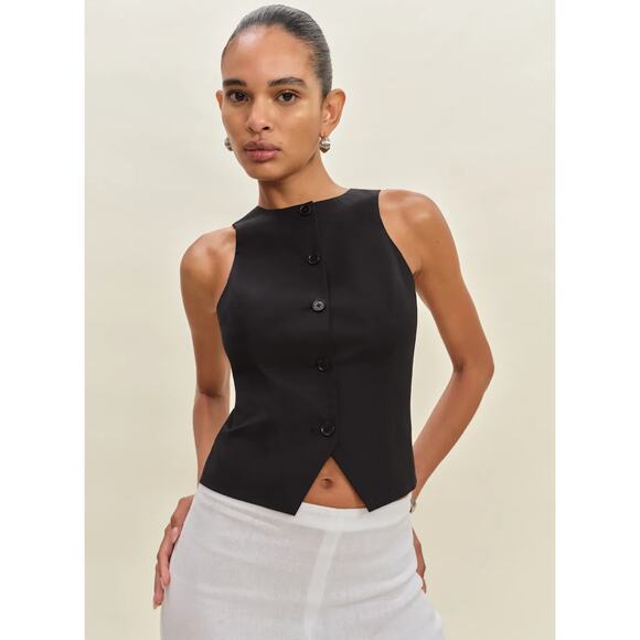 REFORMATION NWT Rory Black Vest Top Size 4 - Picture 1 of 8